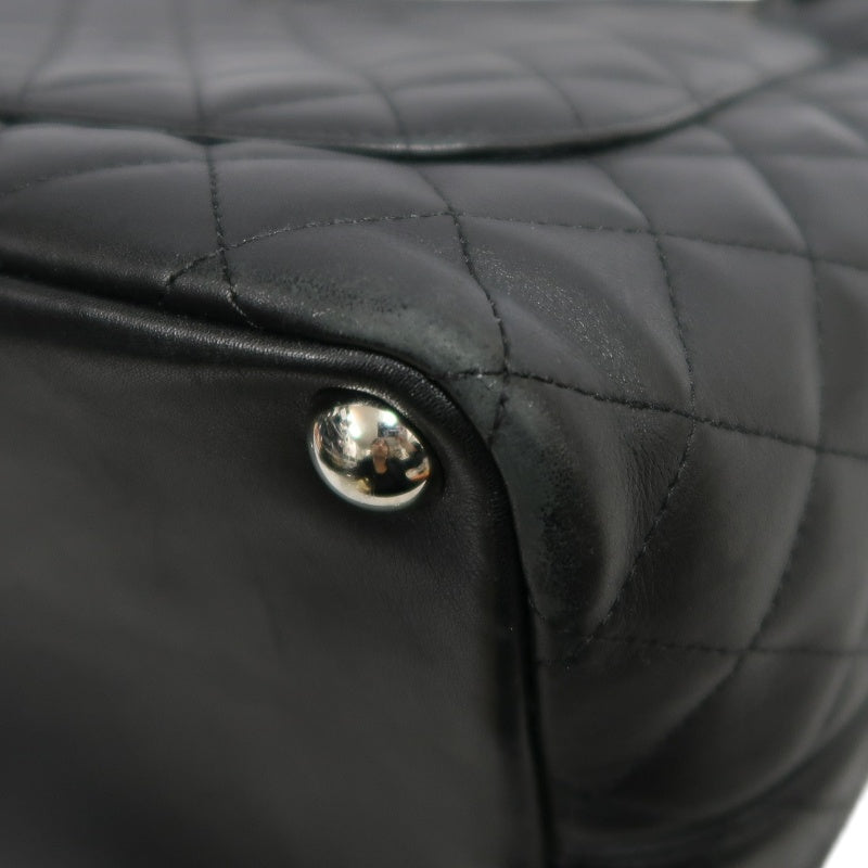 CHANEL Cambon Line Jumbo Quilted 　lambLeather Tote Bag　 Large CC Logo 　Black　Silver Hardware