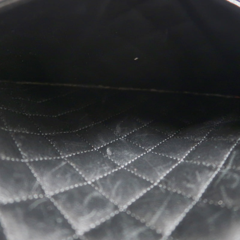 CHANEL Cambon Line Jumbo Quilted 　lambLeather Tote Bag　 Large CC Logo 　Black　Silver Hardware