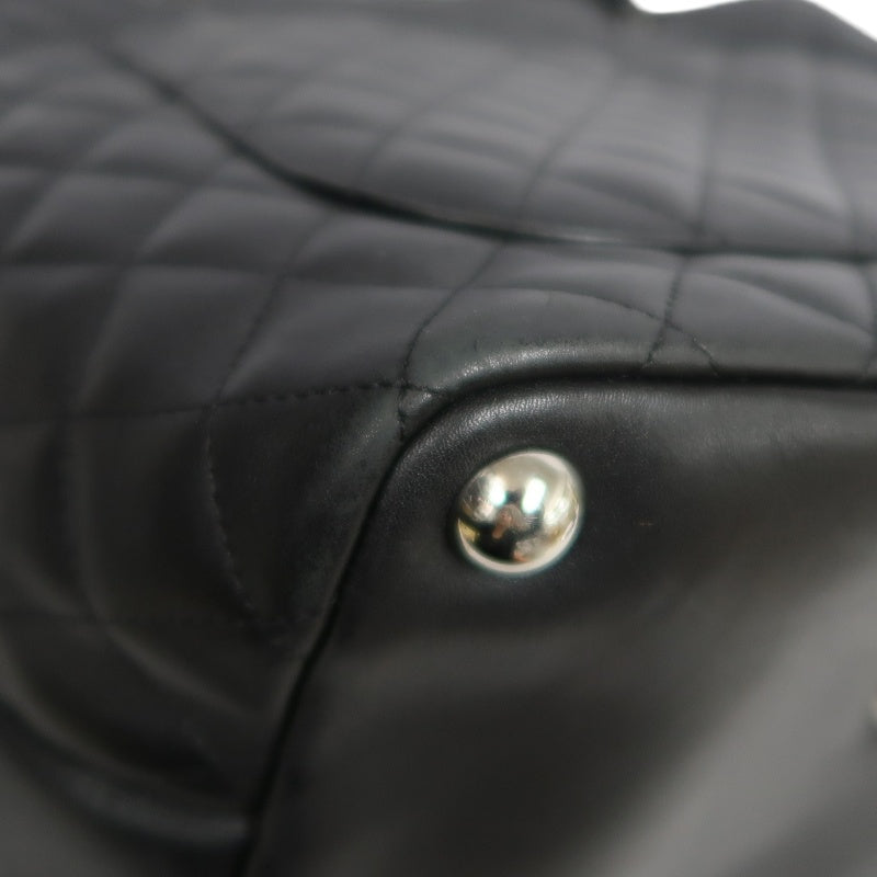 CHANEL Cambon Line Jumbo Quilted 　lambLeather Tote Bag　 Large CC Logo 　Black　Silver Hardware