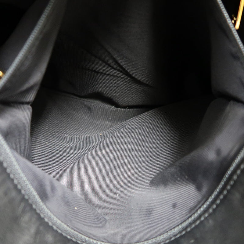 CHANEL Embossed CC Coco Logo Leather Tote Bag Black Silver Hardware
