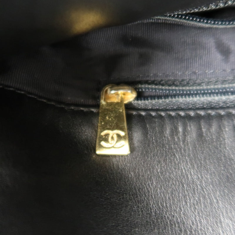 CHANEL Embossed CC Coco Logo Leather Tote Bag Black Silver Hardware