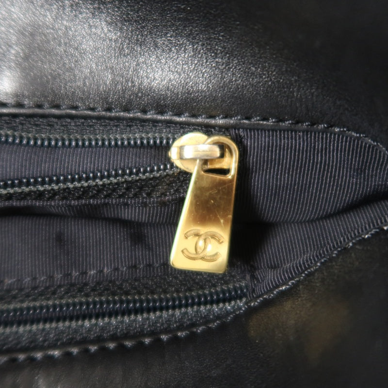 CHANEL Embossed CC Coco Logo Leather Tote Bag Black Silver Hardware