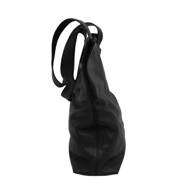 CHANEL Embossed CC Coco Logo Leather Tote Bag Black Silver Hardware