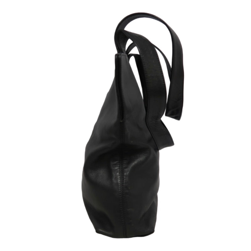 CHANEL Embossed CC Coco Logo Leather Tote Bag Black Silver Hardware