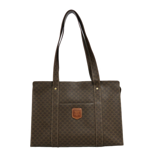 CELINE Macadam Monogram　Tote Shoulder Bag Brown Gold Hardware