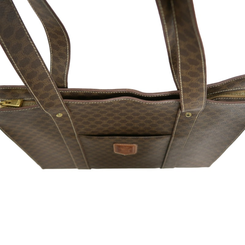 CELINE Macadam Monogram　Tote Shoulder Bag Brown Gold Hardware