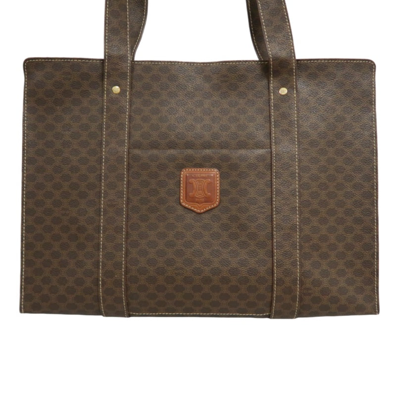CELINE Macadam Monogram　Tote Shoulder Bag Brown Gold Hardware