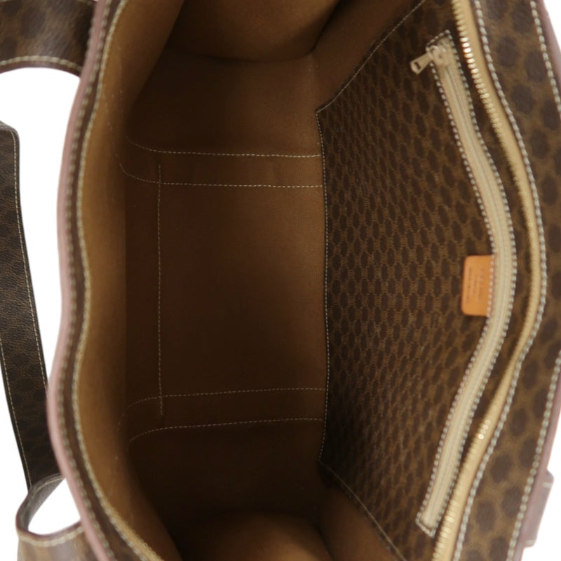 CELINE Macadam Monogram　Tote Shoulder Bag Brown Gold Hardware