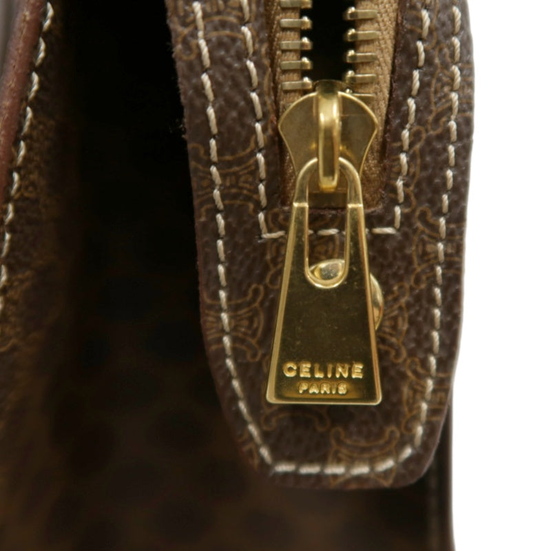 CELINE Macadam Monogram　Tote Shoulder Bag Brown Gold Hardware