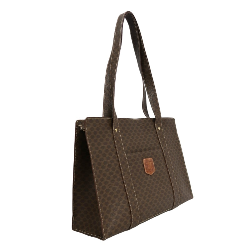 CELINE Macadam Monogram　Tote Shoulder Bag Brown Gold Hardware