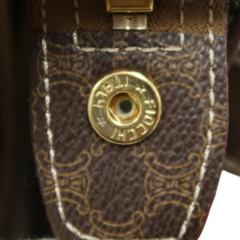 CELINE Macadam Monogram　Tote Shoulder Bag Brown Gold Hardware