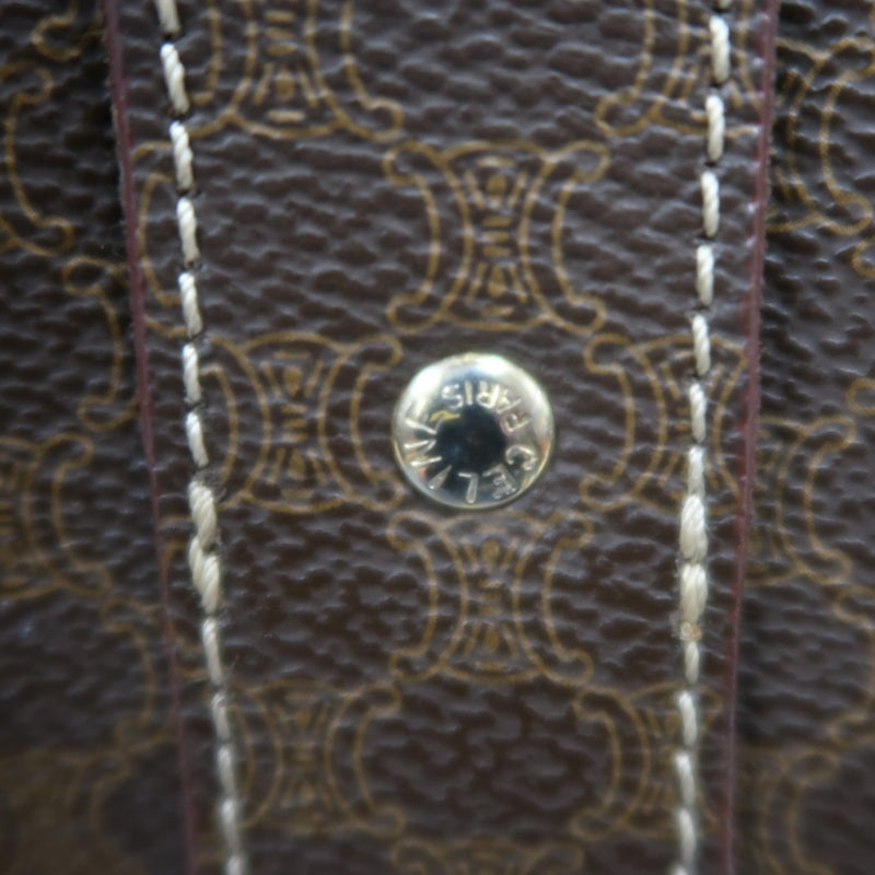 CELINE Macadam Monogram　Tote Shoulder Bag Brown Gold Hardware