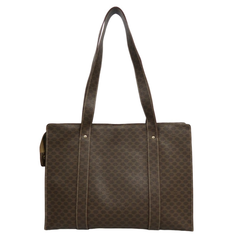 CELINE Macadam Monogram　Tote Shoulder Bag Brown Gold Hardware
