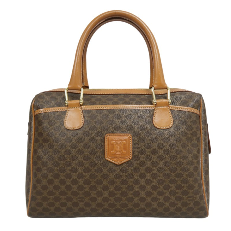 CELINE Macadam Monogram  Mini Boston Bag  brownGold Hardware