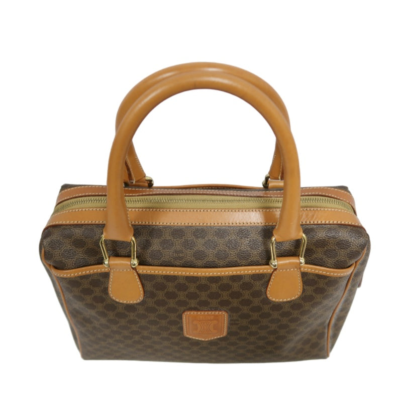 CELINE Macadam Monogram  Mini Boston Bag  brownGold Hardware