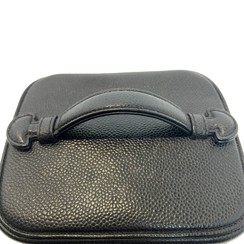 CHANEL Embossed CC Coco Logo Caviar Leather Vanity Bag 　Black 　Gold Hardware