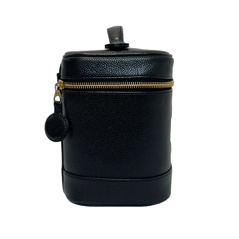 CHANEL Embossed CC Coco Logo Caviar Leather Vanity Bag 　Black 　Gold Hardware