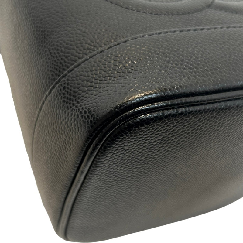 CHANEL Embossed CC Coco Logo Caviar Leather Vanity Bag 　Black 　Gold Hardware