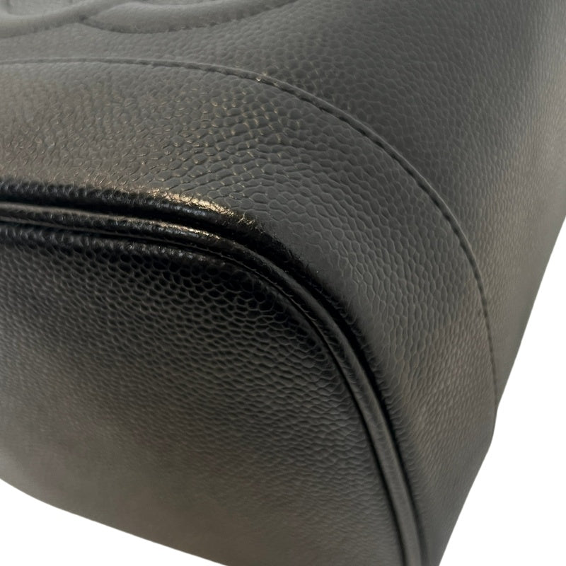 CHANEL Embossed CC Coco Logo Caviar Leather Vanity Bag 　Black 　Gold Hardware