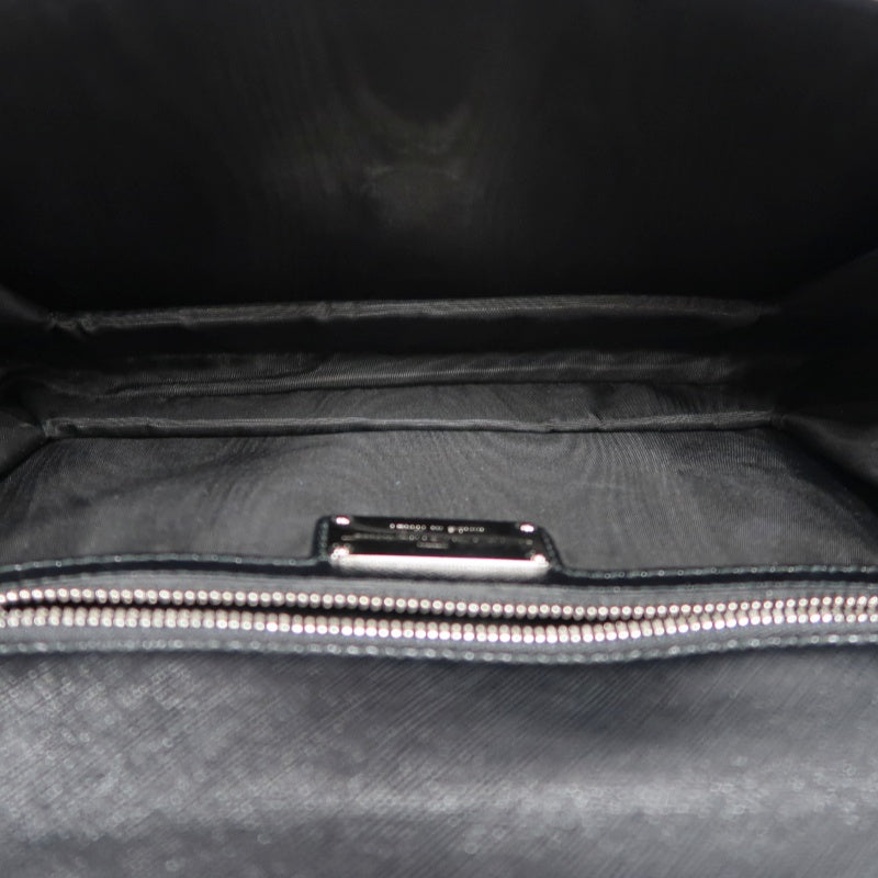 FERRAGAMO Vara Bow Chain  Shoulder Bag Black Silver Hardware