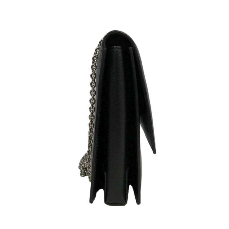 FERRAGAMO Vara Bow Chain  Shoulder Bag Black Silver Hardware