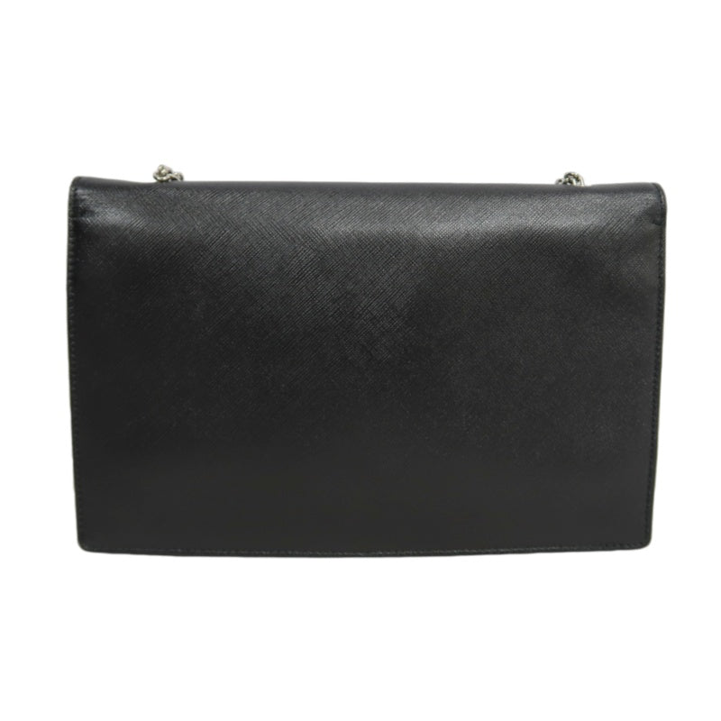 FERRAGAMO Vara Bow Chain  Shoulder Bag Black Silver Hardware