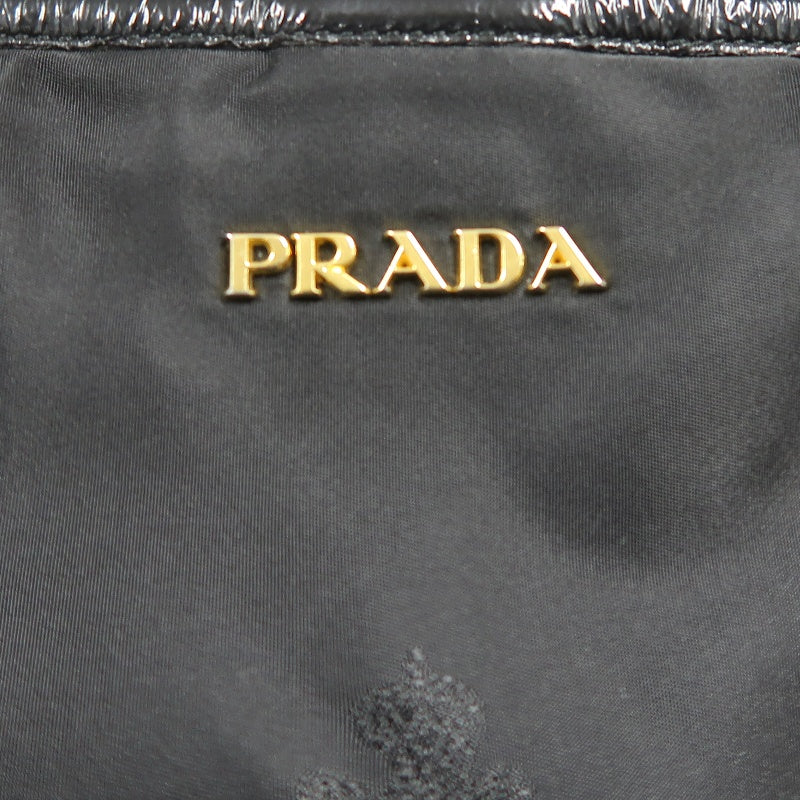 PRADA  Side Bow Detail Logo Nylon  Tote Bag  Black