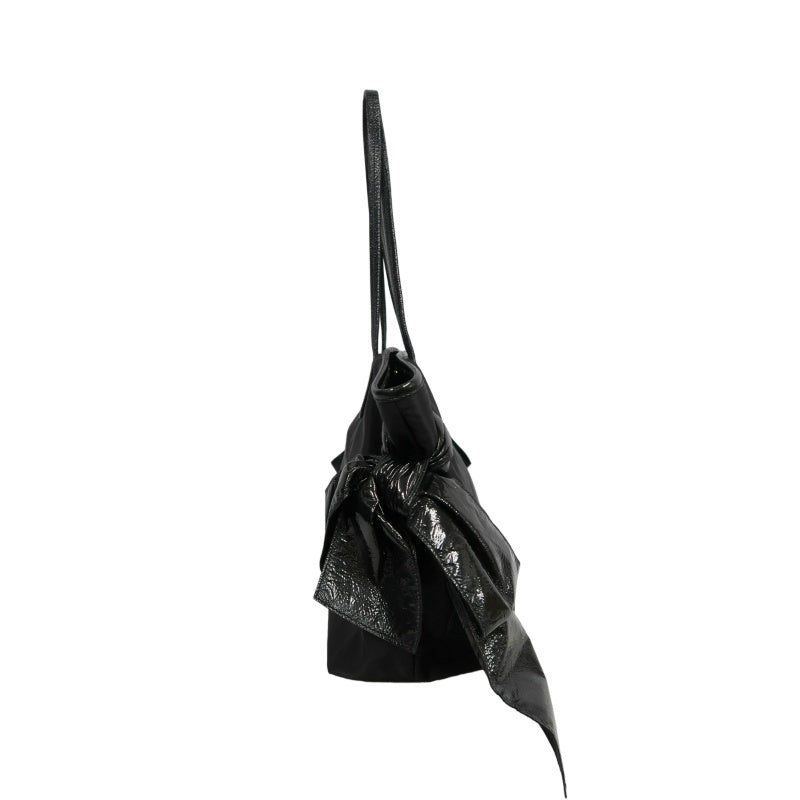 PRADA  Side Bow Detail Logo Nylon  Tote Bag  Black