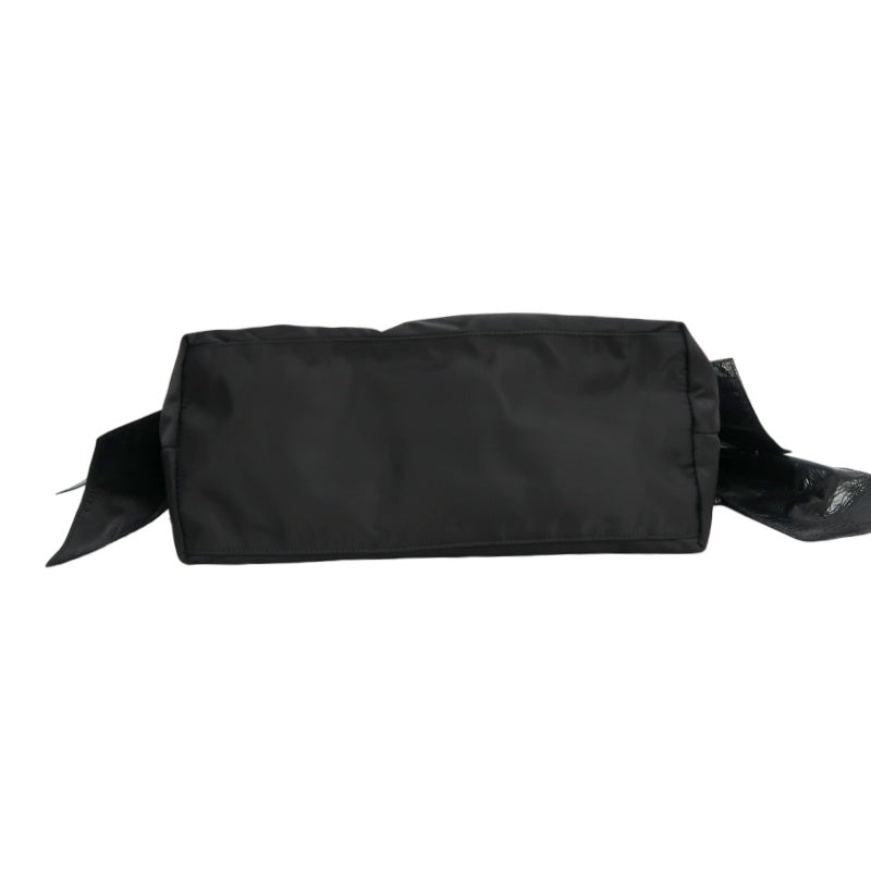 PRADA  Side Bow Detail Logo Nylon  Tote Bag  Black