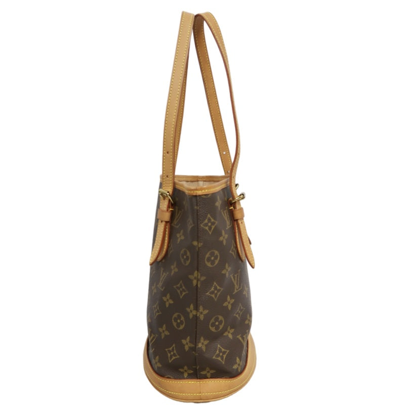 LOUIS VUITTON Monogram  Bucket PM Tote Bag Brown  Pouch