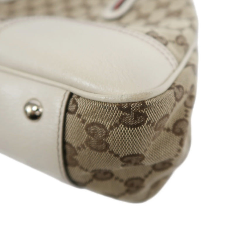 GUCCI GG Canvas Sherry Line Ribbon Tote Bag  Beige/White