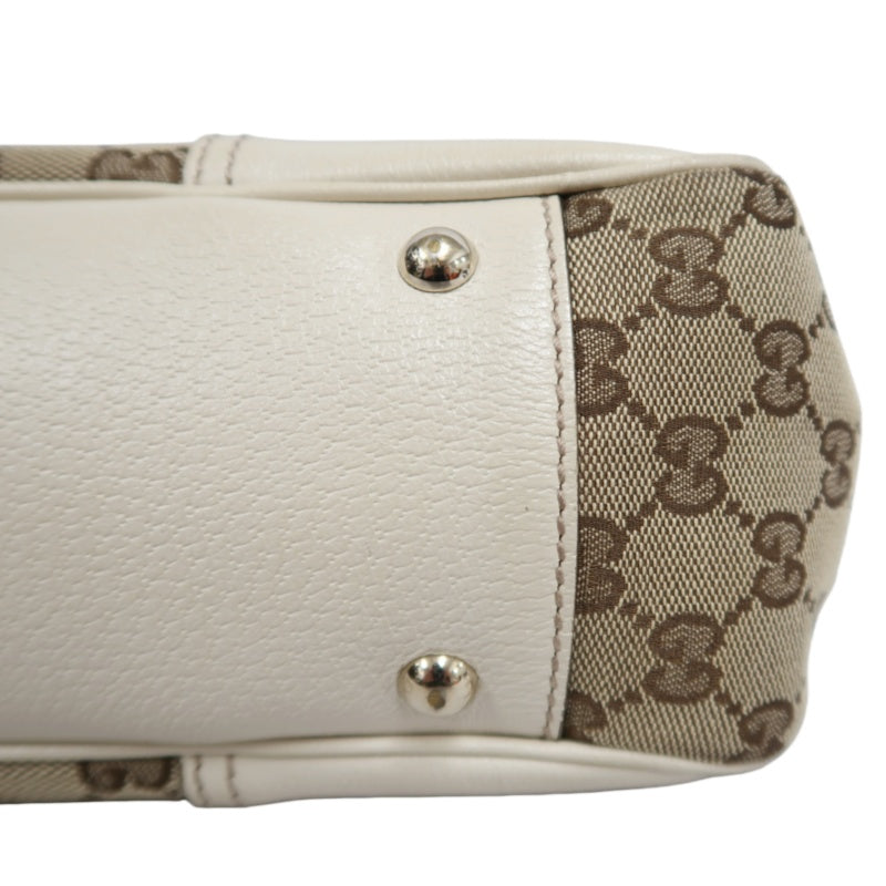 GUCCI GG Canvas Sherry Line Ribbon Tote Bag  Beige/White
