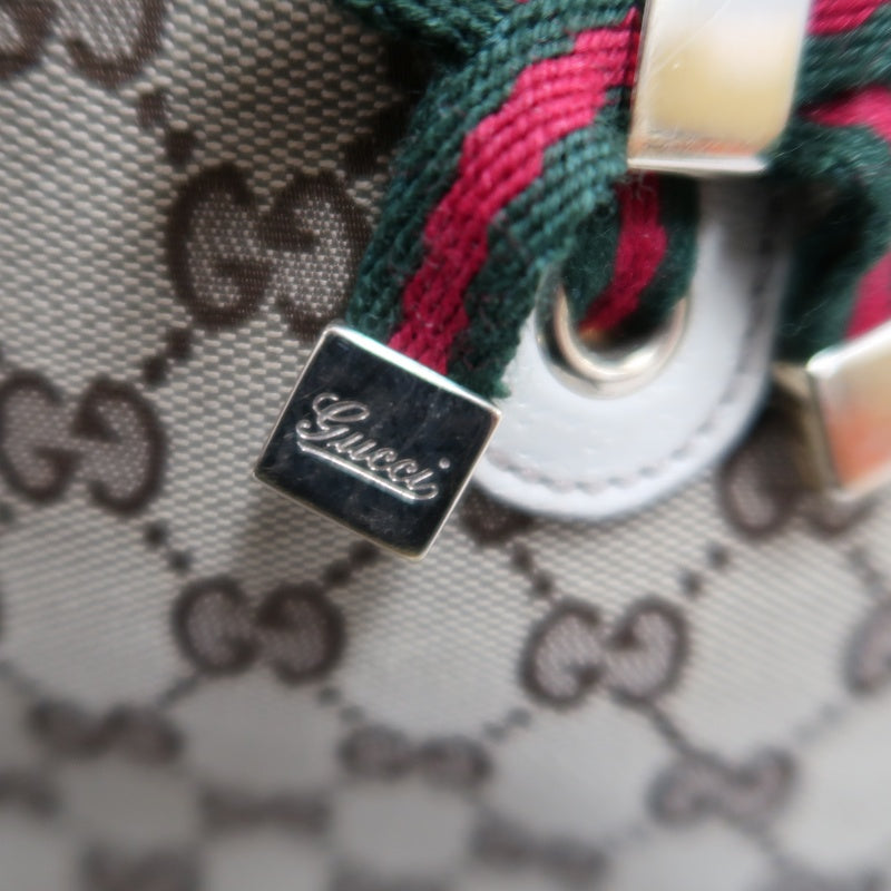GUCCI GG Canvas Sherry Line Ribbon Tote Bag  Beige/White