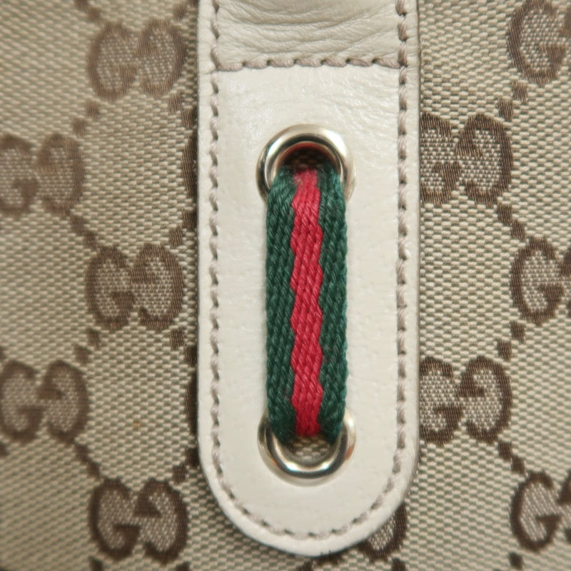 GUCCI GG Canvas Sherry Line Ribbon Tote Bag  Beige/White
