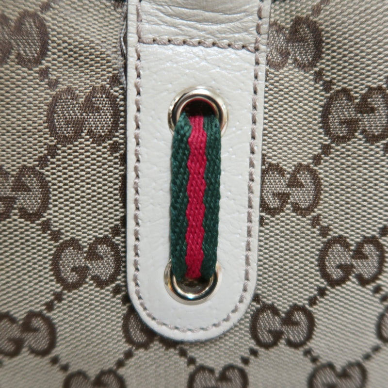 GUCCI GG Canvas Sherry Line Ribbon Tote Bag  Beige/White