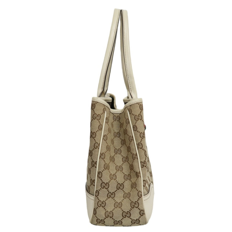GUCCI GG Canvas Sherry Line Ribbon Tote Bag  Beige/White