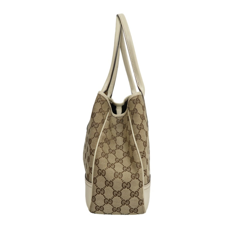 GUCCI GG Canvas Sherry Line Ribbon Tote Bag  Beige/White