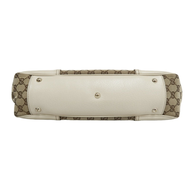 GUCCI GG Canvas Sherry Line Ribbon Tote Bag  Beige/White