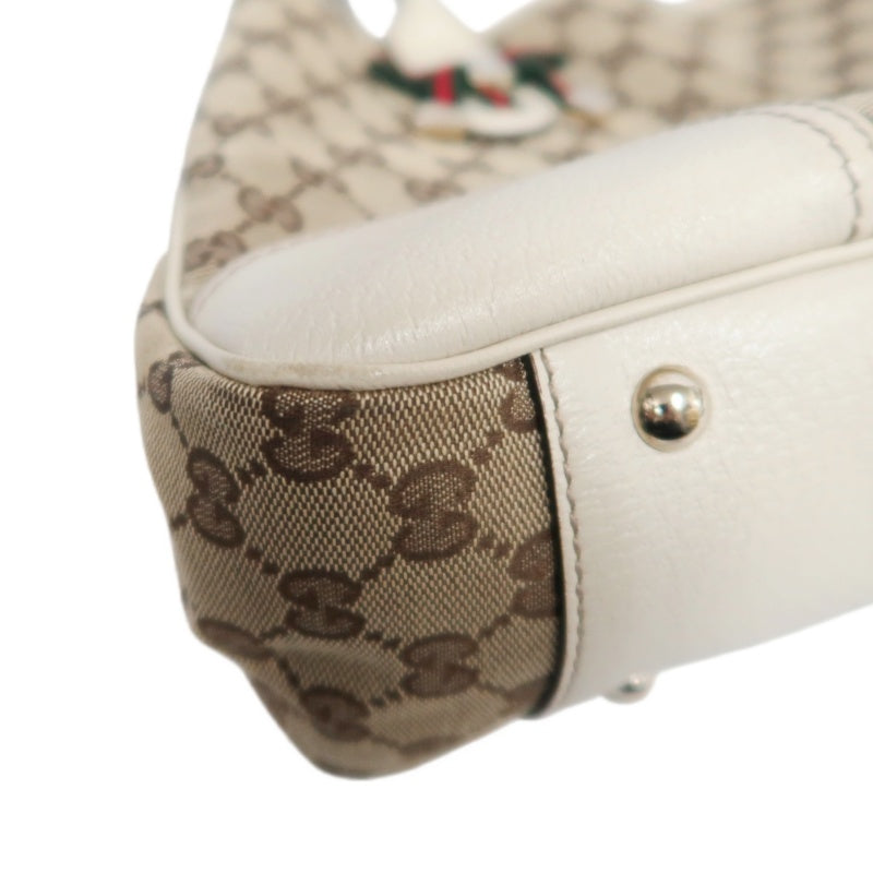 GUCCI GG Canvas Sherry Line Ribbon Tote Bag  Beige/White
