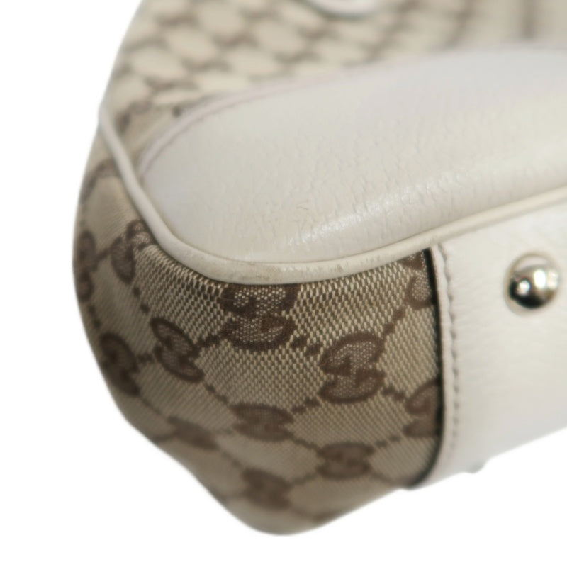 GUCCI GG Canvas Sherry Line Ribbon Tote Bag  Beige/White