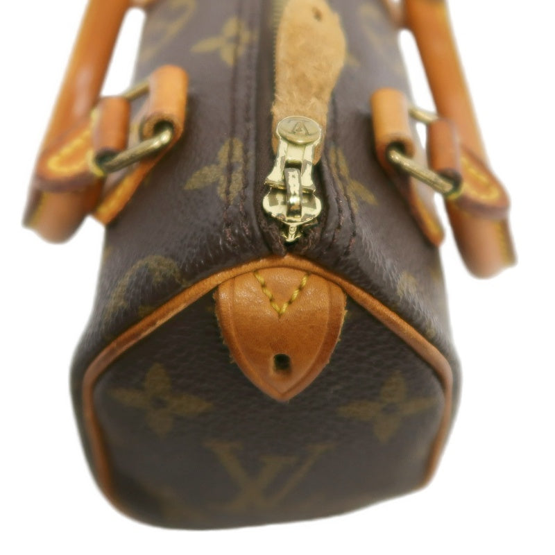 LOUIS VUITTON Monogram Canvas Leather Mini Speedy Mini Boston Handbag Brown Shoulder Strap