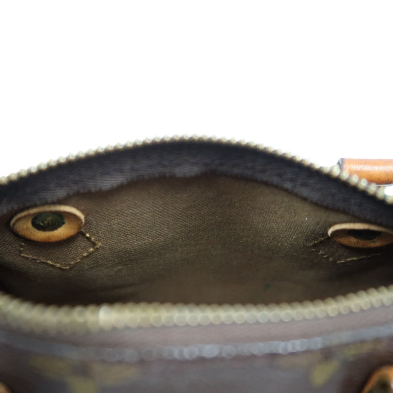 LOUIS VUITTON Monogram Canvas Leather Mini Speedy Mini Boston Handbag Brown Shoulder Strap