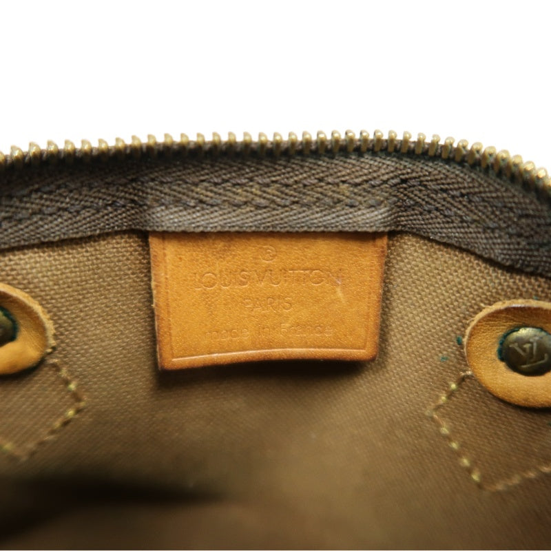 LOUIS VUITTON Monogram Canvas Leather Mini Speedy Mini Boston Handbag Brown Shoulder Strap