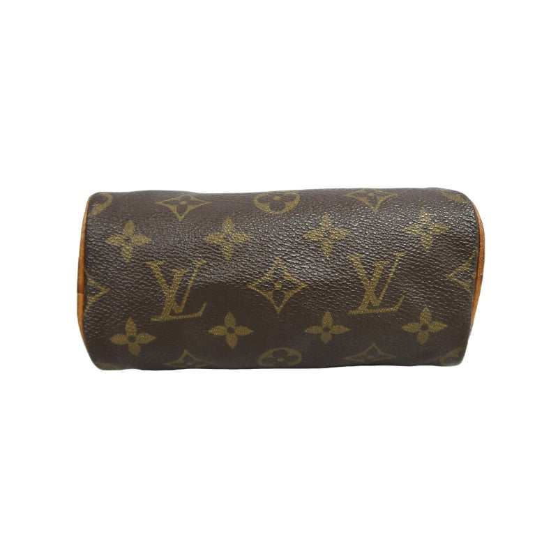 LOUIS VUITTON Monogram Canvas Leather Mini Speedy Mini Boston Handbag Brown Shoulder Strap