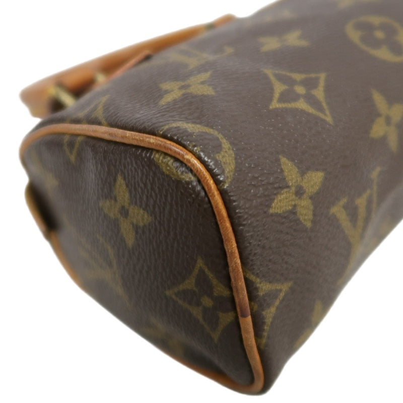 LOUIS VUITTON Monogram Canvas Leather Mini Speedy Mini Boston Handbag Brown Shoulder Strap