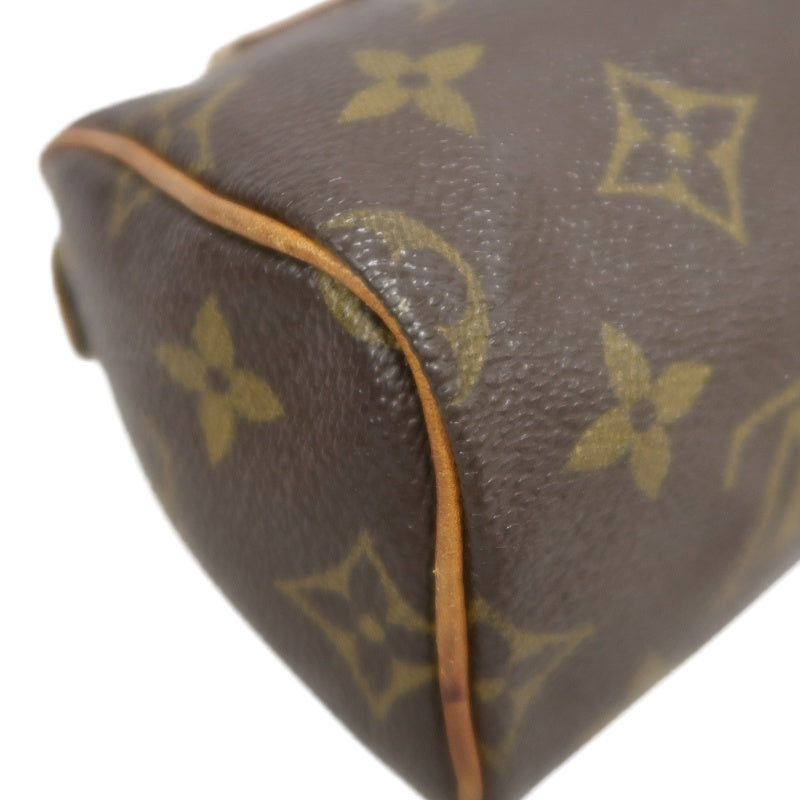 LOUIS VUITTON Monogram Canvas Leather Mini Speedy Mini Boston Handbag Brown Shoulder Strap