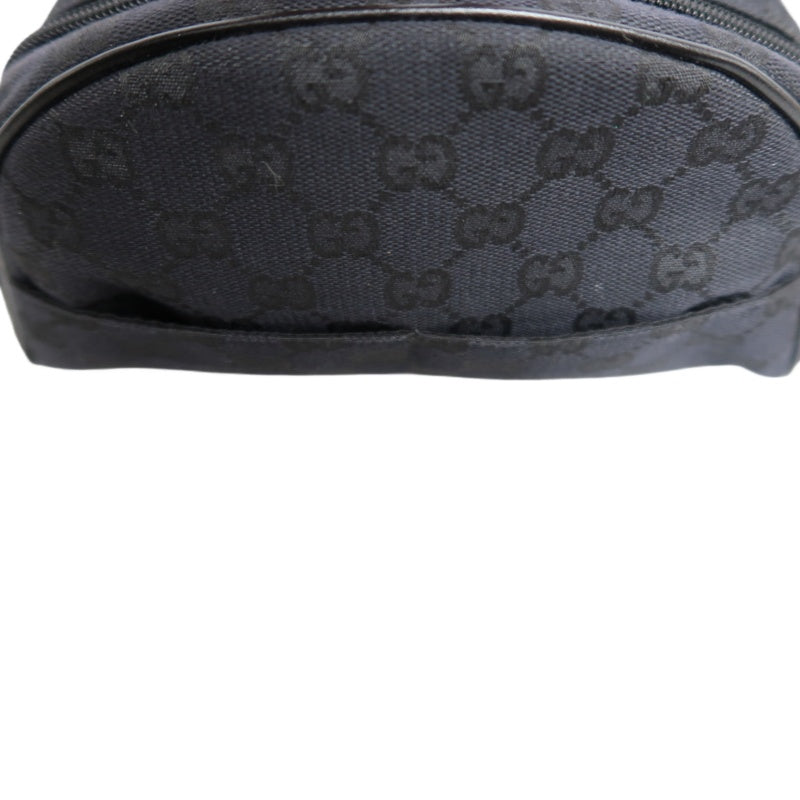 GUCCI GG Supreme Dome Canvas Shoulder Bag Black Leather Trim Silver Hardware