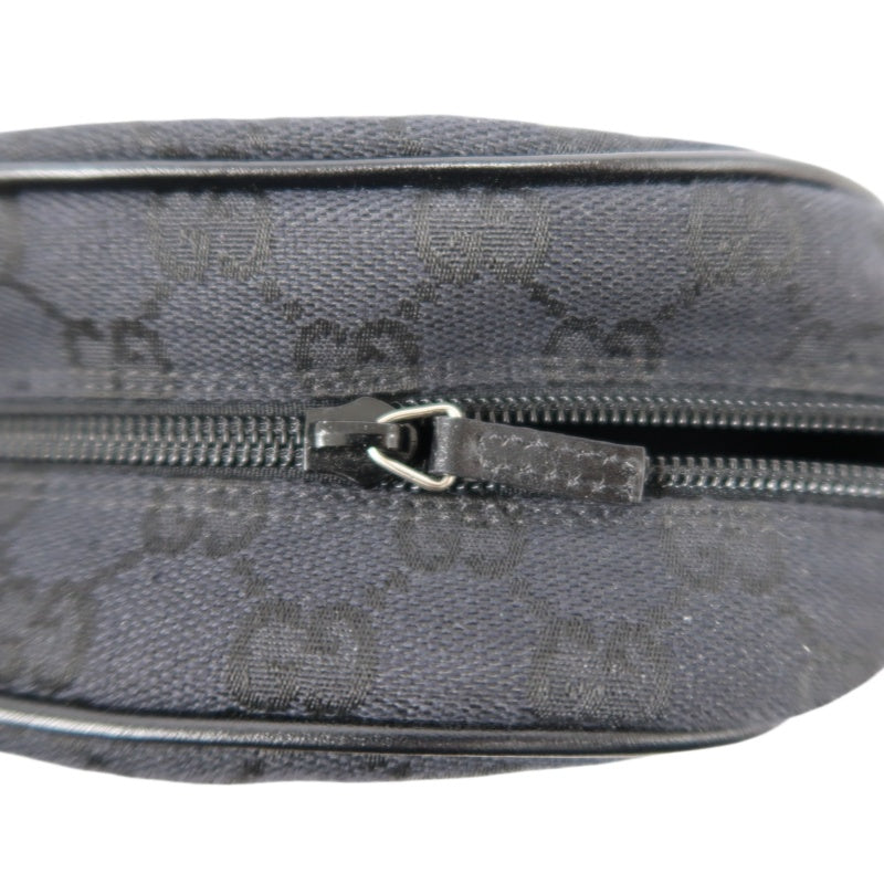 GUCCI GG Supreme Dome Canvas Shoulder Bag Black Leather Trim Silver Hardware