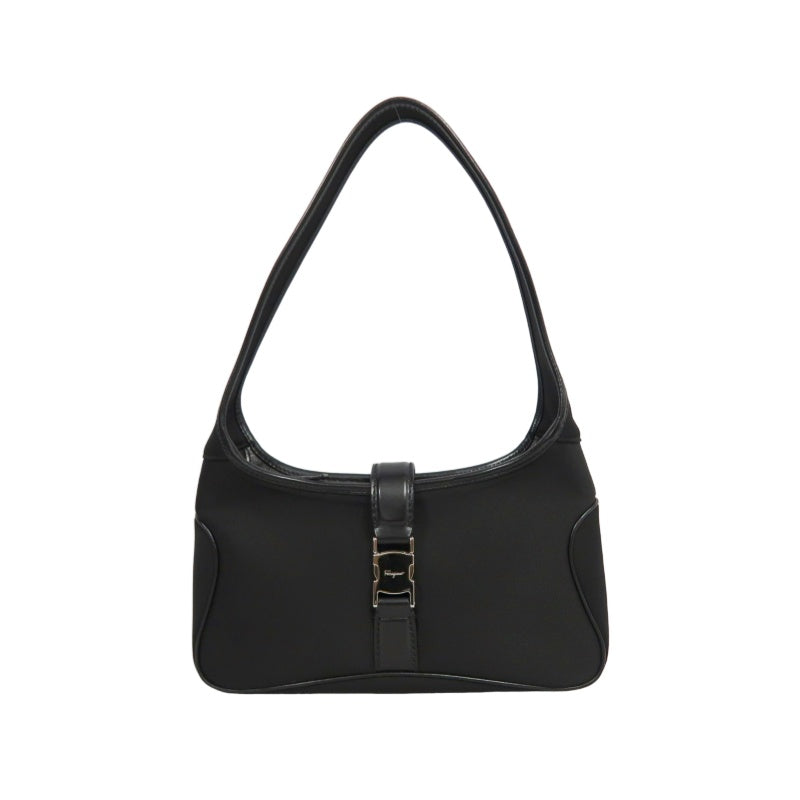 FERRAGAMO nylon　 Shoulder Bag 　 Black　 Silver Hardware