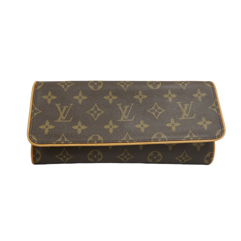 LOUIS VUITTON Monogram Pochette Twin GM  Clutch Gold Hardware With shoulder belt
